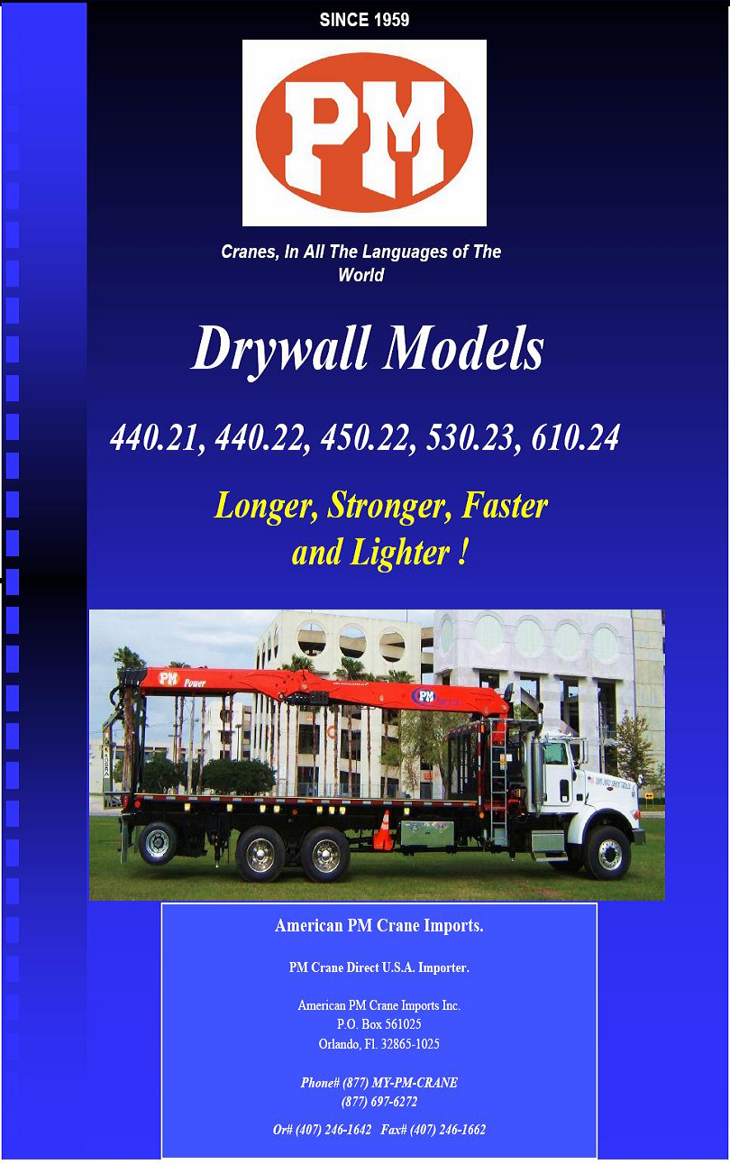 PM Drywall Crane Brochure Page 1